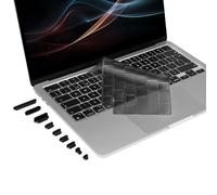 MOSISO Ultra Thin Keyboard Cover Skin with Dust Plugs Compatible with MacBook Air 13 13.6 15 inch M5 M4 M3 M2/Neo 13-inch A18 Pro chip 2026 Release/Pro/Max 14"/16" M5 M4 M3 M2 M1, Smoke Gray