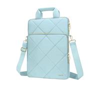 MOSISO Vertical Laptop Bag 16 inch, 15-15.6 inch Computer Shoulder Bag Compatible with MacBook Pro 16, HP, Acer,Dell,Lenovo,ASUS, Rhombus Quilted Messenger Case Front Pocket&Handle&Belt, Ice Blue