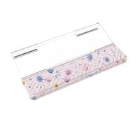 MOSISO Wrist Rest for Keyboard&Keyboard Stand Set, Cosmos Flowers Ergonomic Wrist Rest Pad, Non-Slip Woven Stripes Cushion with Easy Typing Working Acrylic Clear Holder for Office Home, Pink