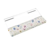 MOSISO Wrist Rest for Keyboard&Keyboard Stand Set, Cosmos Flowers Ergonomic Wrist Rest Pad, Non-Slip Woven Stripes Cushion with Easy Typing Working Acrylic Clear Holder for Office Home, White