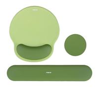 MOSISO Wrist Rest Support for Mouse Pad&Keyboard Set, Circle Curved Ergonomic Mousepad&Coaster Non-Slip Base Home/Office Pain Relief&Easy Typing Pad with Soft Cloth&Silicone Lining, Olive Green