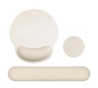 MOSISO Wrist Rest Support for Mouse Pad&Keyboard Set, Circle Curved Ergonomic Mousepad&Coaster Non-Slip Base Home/Office Pain Relief&Easy Typing Pad with Soft Cloth&Silicone Lining, Khaki