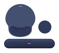 MOSISO Wrist Rest Support for Mouse Pad&Keyboard Set, Circle Curved Ergonomic Mousepad&Coaster Non-Slip Base Home/Office Pain Relief&Easy Typing Pad with Soft Cloth&Silicone Lining, Navy Blue