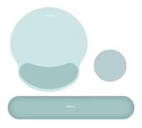 MOSISO Wrist Rest Support for Mouse Pad&Keyboard Set, Circle Curved Ergonomic Mousepad&Coaster Non-Slip Base Home/Office Pain Relief&Easy Typing Pad with Soft Cloth&Silicone Lining, Aquamarine