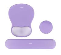 MOSISO Wrist Rest Support for Mouse Pad&Keyboard Set, Curved Ergonomic Mousepad&Coaster Non-Slip Base Home/Office Pain Relief&Easy Typing Cushion with Soft Cloth&Silicone Lining, Purple