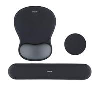 MOSISO Wrist Rest Support for Mouse Pad&Keyboard Set, Curved Ergonomic Mousepad&Coaster Non-Slip Base Home/Office Pain Relief&Easy Typing Cushion with Soft Cloth&Silicone Lining, Slate Gray