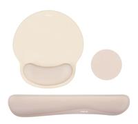 MOSISO Wrist Rest Support for Mouse Pad&Keyboard Set, Streamline Ergonomic Mousepad&Coaster Non-Slip Base Home/Office Pain Relief&Easy Typing Pad with Soft Cloth&Silicone Lining, Apricot