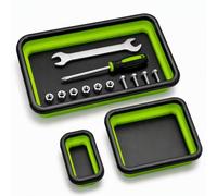 Mositear Collapsible Magnetic Parts Tray Set for Mechanics 3 Sizes | Three sizes, strong magnetic bases and collapsible design keep tools, screws and small hardware organized while you work