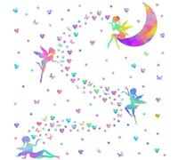 MOSITU 170 Pcs Colourful Fairy Wall Stickers Cute Heart Butterfly Star Moon Decals Magic Girly for Girls Bedroom Nursery Kids Room Decor