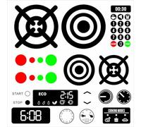 MOSITU 27 Pcs Play Kitchen Stickers Waterproof Vinyl Decals Replacement Gas Hob Burner Control Knobs Microwave Oven Labels Eco Ready Bake Broil Preheat for Kids Toy Kitchen Mud Kitchen DIY