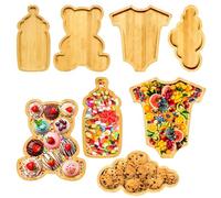 MOSITU 4 Pcs Charcuterie Board Platters Baby Shower Food Trays Wooden Large Serving Tray Fillable Boxes for Food Snack Fruit Platters Wood Charcuterie Trays Birthday Gender Reveal Party Decoration
