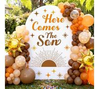 MOSITU Baby Shower Decals 19 Pcs Here Comes the Son Stickers for Boy Gender Reveal Party Backdrop Balloon Arch Decor Welcome Baby Boy Supplies
