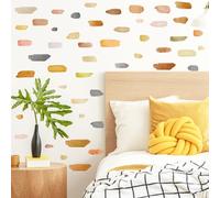 MOSITU Colourful Watercolour Brush Stroke Wall Stickers 72 Pcs 3 Sheets Abstract Art Decals Peel and Stick Removable for Bedroom Nursery Living Room Boho Decor