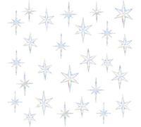 MOSITU Star Window Clings 24 Pcs Static Cling Prismatic Vinyl Rainbow Decals for Glass Windows Sun Catcher Stickers Anti Collision Bird Strike Prevention Window Decals