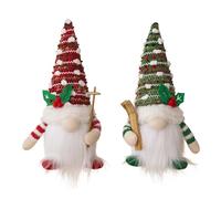 Moskado Christmas Gonks Decorations Gnome with Sled Santa, Elf Dwarf Figurines Handmade Scandinavian Tomte Xmas Decor for Home Kitchen Farmhouse, Christmas Birthday Gifts for Family Friends (2PCS)