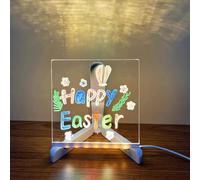 Moskado LED Message Board with 7-Colors Pen/Stand, Acrylic Note Board, Clear Light up Dry Erase Doodle Desktop Memo Illuminated Wordpad for Children's School Home Office (Small, 15 * 15cm)