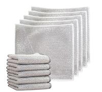 Moskado Multipurpose Wire Dishwashing Rags for Wet and Dry, 5/10/20PCS Non-Scratch Wire Dishcloth, Reusable Kitchen Scourer Cloth, Cleaning Cloths for Kitchen Cars and Vegetables (Double-layer, 5PCS)