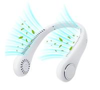 Moskado Portable Neck Fan, 360° Cooling Neck Fan, USB Wearable Hand-free Fan with 3 Speeds, Rechargeable Personal Neck Fan, Leafless Hanging Neck Fan for Indoor Outdoor, Gifts for Women Men (White)