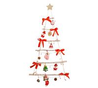 Moskado Wall Mounted Christmas Twig Tree With LED Lights | Wall Hanging Christmas Tree Wooden Wall DecorsWooden Christmas Tree Hanging Xmas Wall Decor Wall Twig Treefor Bedroom Living Room Decor Red