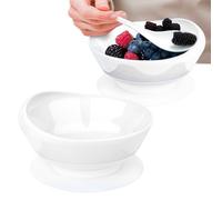MOSKESON 2Pack Spill Proof Scoop Bowl with Non-Skid Suction Base, Adaptive Self-Feeding Dinnerware for Elderly and Disabled(White)