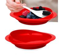 MOSKESON 2Pack Spill Proof Scoop Plate with Non-Skid Suction Base, Adaptive Self-Feeding Dinnerware for Elderly and Disabled(Red)