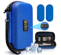 MOSKESON Insulin Cooler Travel Case with Temperature Display - Diabetic Travel Case Refrigerated Medicine Cooler Storage Bag with 2 TSA Approved Ice Pack for Daily and Trip (Blue)
