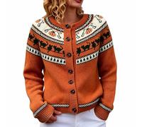 moskrtula Women's Halloween Pumpkin Sweaters Funny Cardigan | Long Sleeve Open Front Knit Outwear Over Coats Plus Size Knit Sweater Top