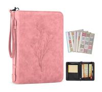 MOSLA PU Leather Bible Cover Case for Men Women - Large Waterproof Protective Case With Handle, Carrier Tote Bag With Christian Accessories Gifts (Pink 19#, M)