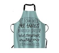 Moslion Bible Verse Apron,With I Can Do All Things Through Christ Christian Lettering Quote Apron,Adjustable Neck Bib for Men Women,Suitable for Kitchen Cooking Waitress Chef