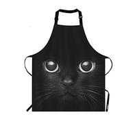 Moslion Black Cat Apron,Cool Cat Head with Bright Eye Black Apron,Adjustable Neck Bib for Men Women,Suitable for Kitchen Cooking Waitress Chef