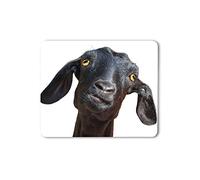 Moslion Black Goat Mouse Pad Cute Funny Animal Port Up Humorous Face Head Yellow Eyes Gaming Mouse Mat Non-Slip Rubber Base Thick Mousepad for Laptop Computer PC 9.5x7.9 Inch