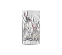 Moslion Bunny Hand Towel 15x30 Inch Cute Animal Grey Rabbits Hare Sketch Nature Easter Towel Soft Microfiber Face Hand Towel Kitchen Bathroom for Boys Girls Men