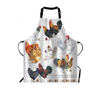 Moslion Chicken with Rainbow Eggs Apron,Breed Collection Watercolor Farm Hen Rooster Apron,Adjustable Neck Bib for Men Women,Suitable for Kitchen Cooking Waitress Chef
