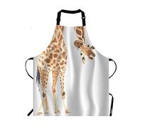 Moslion Funny Giraffe Apron,Wild Animal Watercolor Giraffe Brow White Apron,Adjustable Neck Bib for Men Women,Suitable for Kitchen Cooking Waitress Chef