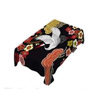 Moslion Japanese Crane Tablecloth Asian Oriental Heron Bird Colorful Floral Branch Clouds Rectangle Tablecloth Picnic Tablecloth BBQ Table Cloths Polyester for Kitchen 60x84 Inch