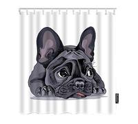 Moslion Shower Curtain French Bulldog Watercolor Puppy Little Cute Adorable Animal Lovely Pet Funny Shower Curtain for Bathroom Decoration Polyester 60Wx72H Inch