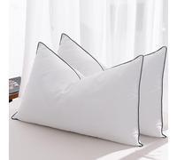 Mosluna Feather Down Pillows King Size Set of 2, Luxury Hotel Collection Bed Pillow 2 Pack, Airyfil™ Powered Fillings & Feathers Pillow，Fluffy Plush for Side Sleepers, Medium Firm, 20x36 in.