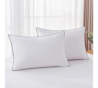 Mosluna Feather Down Pillows King Size Set of 2, Luxury Hotel Collection Bed Pillow 2 Pack, Airyfil™ Powered Fillings & Feathers Pillow，Fluffy Plush for Side Sleepers,Firm, 20x36 in.