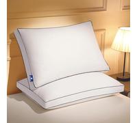 Mosluna Feather Down Pillows Standard Size Set of 2 with Gusset, Luxury Hotel Collection Bed Pillow 2 Pack, Down Surrounded Gusseted Pillows for Sleeping, Fluffy for Side, Back Sleepers 20x26 in.
