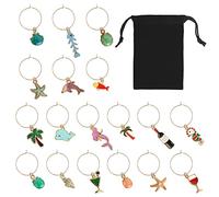MOSNLEILA Wine Glass Charms - 18 Pcs Christmas Favors & Holiday Decorations | Wine Charms, Glass Charms, Xmas Party Decor, Party Favors, Gift Giving, Summer Beach