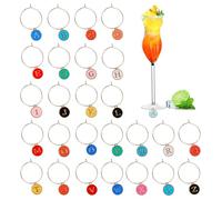 MOSNLEILA Wine Glass Charms - Stem Glass Markers & Identifiers - Funny Drink Name Tags for Christmas and Party Decorations - Colorful Letters Themed Set of 26