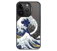 MOSNOVO Case for iPhone 14 Pro [Compatible with Magsafe] [Buffertech 6.6ft Drop Protection] [Anti Peel Off Tech] Clear Black - Great Wave