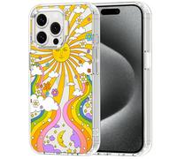 MOSNOVO Case for iPhone 15 Pro Max, [Buffertech 6.6ft Military-Grade Drop Protection] [Anti Peel Off Tech] Clear TPU Bumper Phone Case Cover Design - 70's Psychedelic Groovy Art