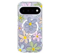 MOSNOVO for Google Pixel 11 Clear Case, Fit for Pixelsnap & MagSafe, 6.6ft Military-Grade Shockproof Magnetic Protective Phone Cover for Pixel 11 Case, Linear Blooms Design