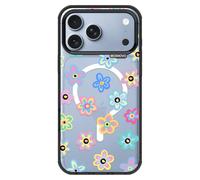 MOSNOVO for iPhone 18 Pro Max Case, Fit for MagSafe, Military-Grade Drop Protection, Shockproof Bumper, Cute Women Girl Magnetic Floral Phone Case for iPhone 18 Pro Max, Groovy Flower/Black