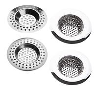 MOSNOW 4 PCS Sink Strainer, Drain Hair Catcher Stainless Steel Kitchen Sink Strainer Plug Shower Bathroom Plug Hole Hair Catcher, Drain Protector Filter, 2 Models（Outer diameter 77mm and 70mm）
