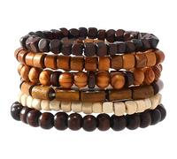 MOSNOW 6PCS Handmade Beaded Bracelets, Boho Stackable Elastic Bracelets Set for Women Men, Artificial Stone & Glass Beads, Adjustable Jewelry for Daily Wear, Party Gift