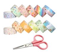 MOSNOW Washi Tape Set, 12 Rolls Craft Tapes with Mini Scissors, DIY Supplies for Scrapbooking, Journaling, Gift Wrapping, Perfect for Craft Lovers