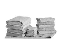 Mosobam Luxury Turkish 14pc Deluxe Bath Bundle Body Hand Face Towel and Mat Light Grey (Gray) 700 GSM & 1000 GSM Bamboo Viscose & Aegean Turkish Combed Cotton