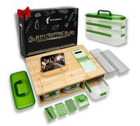 Mosomboo Bamboo Cutting Board with Containers - Extra Large Chopping Board Set with 3 Stackable Containers, 4 Graters, Locking Lid, Juice Groove, Easy Meal Prep Station for Kitchen, Mothers Day Gift
